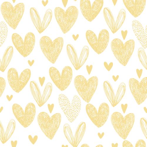 Vektorgrafik goldfarbene herzen im doodle-stil auf weißem