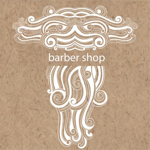 Vektorgrafik stylisierte schnurrbärte und bart, schriftzug barbershop auf kraft