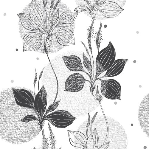 Wegerich. Vektor Plantago schwarze Konturen und Silhouetten monochrome durchbrochene Kreise auf weissem