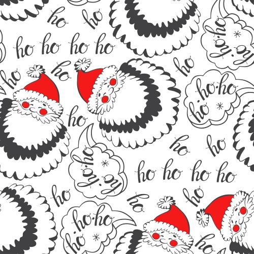Weihnachtsmann. Vektor fröhliche schneemänner und ho-ho-schriften auf weißem