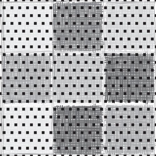 Karierte. Vektor abstrakt geometrische karierte Quadrate und kleine Silhouetten von Quadraten auf weißem