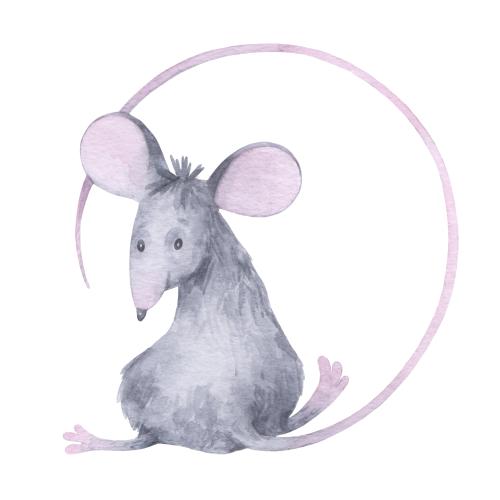Maus. Vektor Süße Aquarellmaus auf weißem