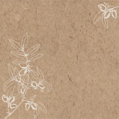 Heckenkirsche. Vektor Jasmin, Zweige mit Beeren, Platz für Text auf Kraftpapier, eckige Komposition