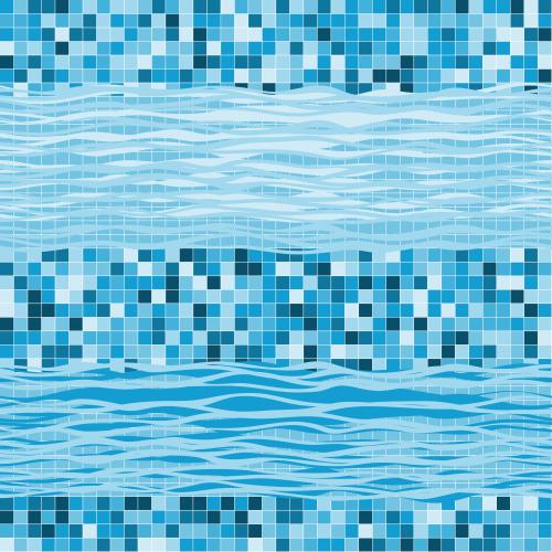 Sommer. Vektor wellen und Mosaikstreifen blauer Schattierungen