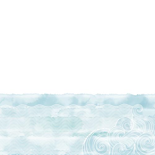 Vektorgrafik dekorative wellen auf blauem aquarell, platz für text auf weiß