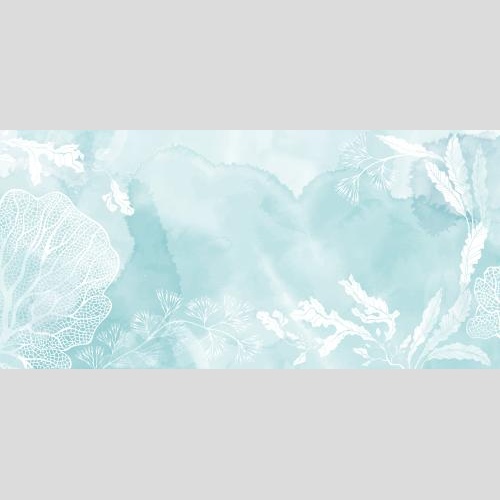 Vektorgrafik algen und korallen platz fuer text auf blauem aquarell