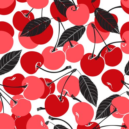Kirsche. Vektor Rosa und rote Kirschen auf weißem