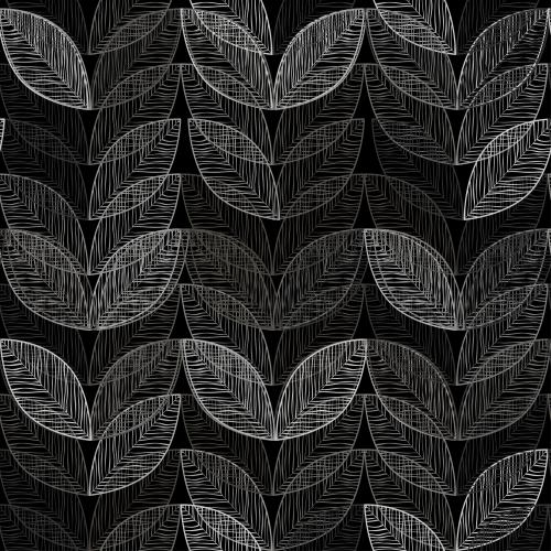 Vektorgrafik monochromen spitzenblätter auf schwarzem