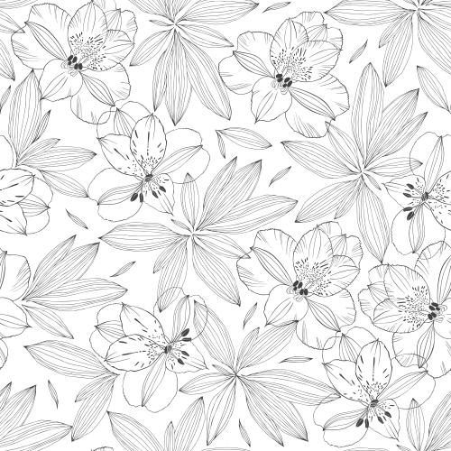 Alstroemeria. Vektor Alstromeria, Blumen und Blätter auf weißem