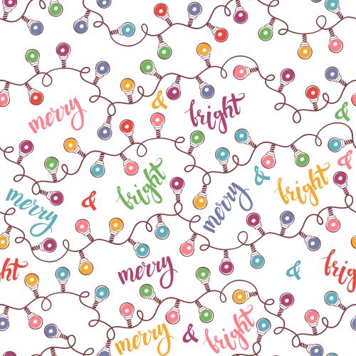 Girlande. Vektor girlanden mit farbenfrohen Lampen, Schriften merry, bright auf weißem