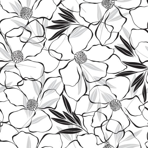 Vektorgrafik magnolie, blumen und blätter auf weiß