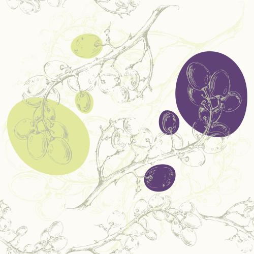 Traube. Vektor Trauben-Zweige und abstrakte grüne und violette Flecken