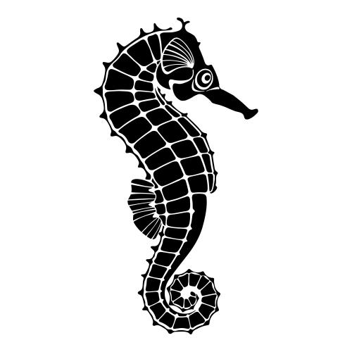 Vektorgrafik seepferdchen schwarze silhouette auf weissm