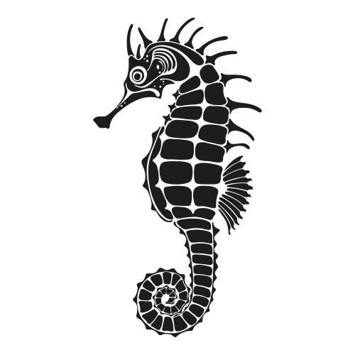Vektorgrafik seepferdchen, schwarze silhouette auf weißem