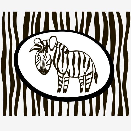 Zebra. Vektor Hübsche cartoonartige Zebra, schwarzwässiges Bild