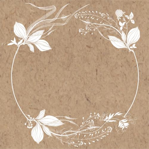 Hirtentäschel. Vektor Rahmenkranz aus Wiesenkräutern und Blumen auf Kraft