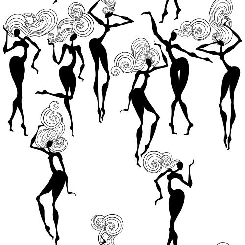 Vektorgrafik tanzende frauen auf weißem