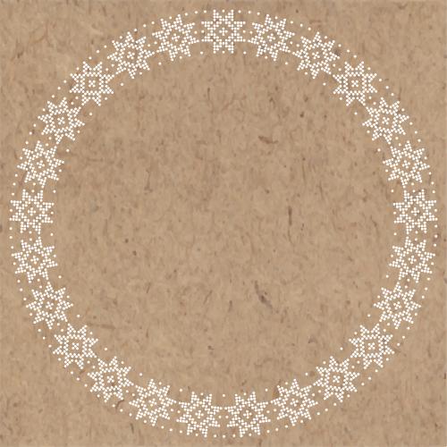 Neujahr. Vektor runde rahmen mit sternen-schneeflocken aus punkten auf kraftpapier