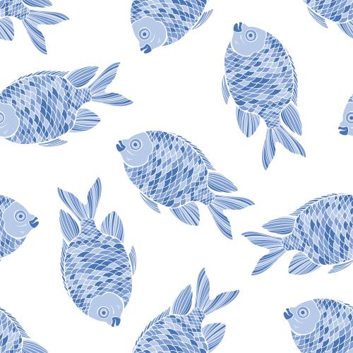 Vektorgrafik blau-türkise mosaik-fischchen auf weiß