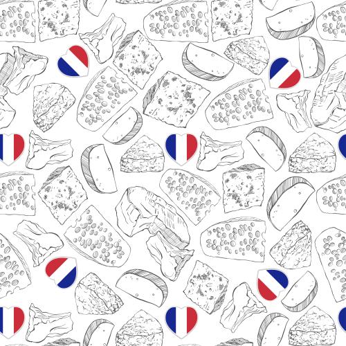Herz. Vektor Käse, französische Flagge in Herzform auf weißem