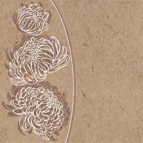 Chrysantheme. Vektor Chrysanthemum, Konturen und Silhouetten, Platz für Text auf Kraft