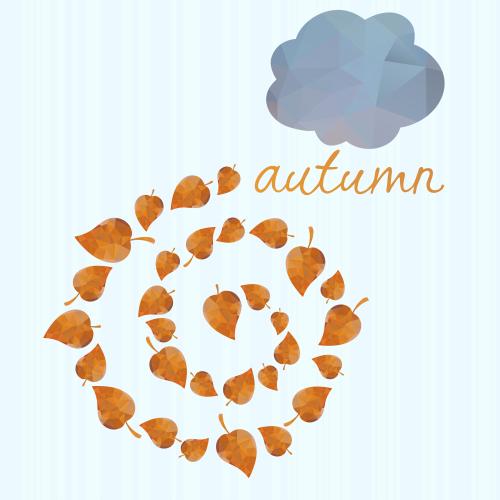 Wolke. Vektor blaue wolke, herbstblaetter und die aufschrift herbst