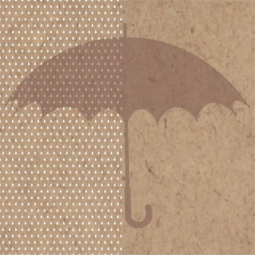 Regen. Vektor silhouette des Regenschirms, Regentropfen auf Kraft