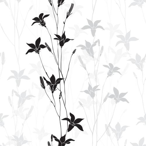 Glockenblume. Vektor graue und schwarze silhouetten von klingeln auf weißem