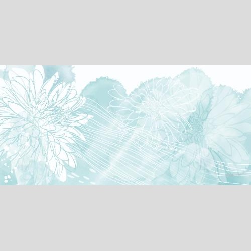 Vektorgrafik rudbeckia, dekorative elemente, wellige linien auf blauem aquarellfragment