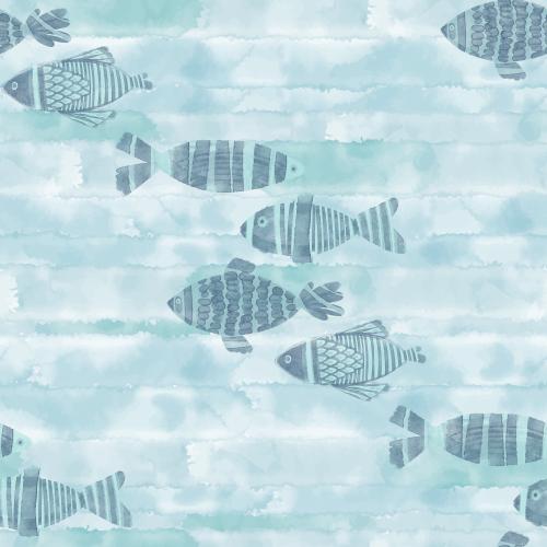Rasterbild maltäsch aquarellfische auf blauem aquarell