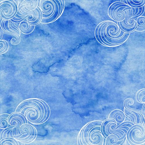 Vektorgrafik wellen auf blauem aquarell