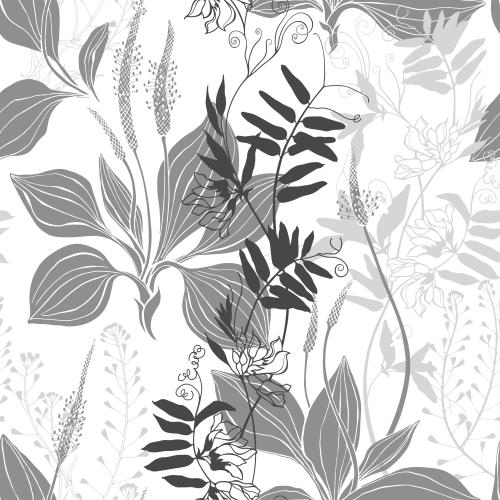Hirtentäschel. Vektor Feldblumen, Pastorsack, Gänsefuß, monochrome Silhouetten auf weißem