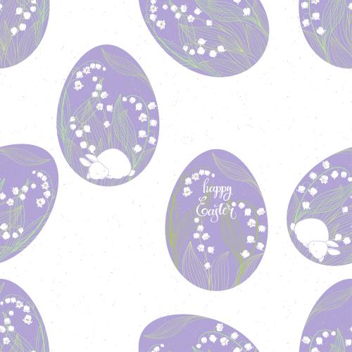 Vektorgrafik ostereier mit niedlichen hasen, lilien, aufschrift happy easter auf weißem