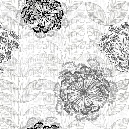 Vektorgrafik monochrome abstrakte schirmförmige blumen und blätter auf weißem