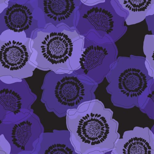 Anemone. Vektor Anemone, farbige Silhouetten auf schwarzem