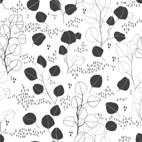 Eukalyptus. Vektor monochrome Zweigchen und Blättchen Eukalyptus, dekorative Elemente auf weißem