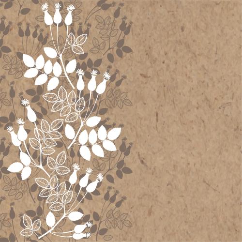 Vektorgrafik rosenkohl, weiße und braune silhouetten, textfeld auf kraftpapier