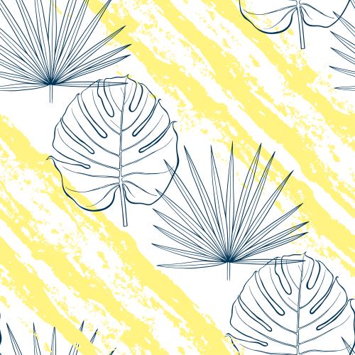 Monstera. Vektor palmenblaetter und Monstera diagonale gelbe texturierte Streifen auf weissem
