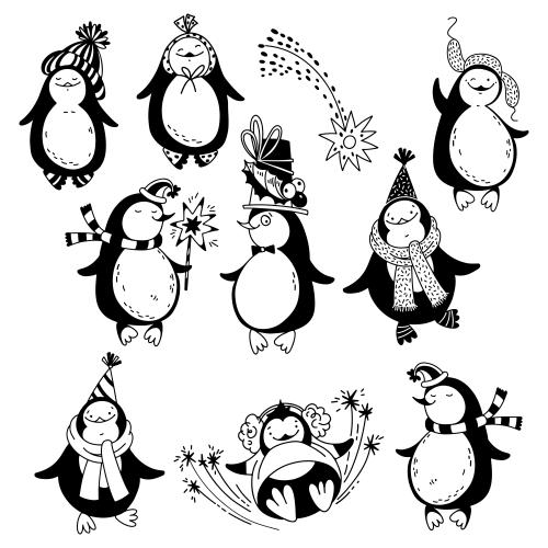 Pinguin. Vektor cartoonartige Pinguine auf weißem