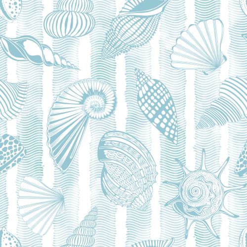 Nautilus. Vektor muscheln aquarellwellen auf weißem