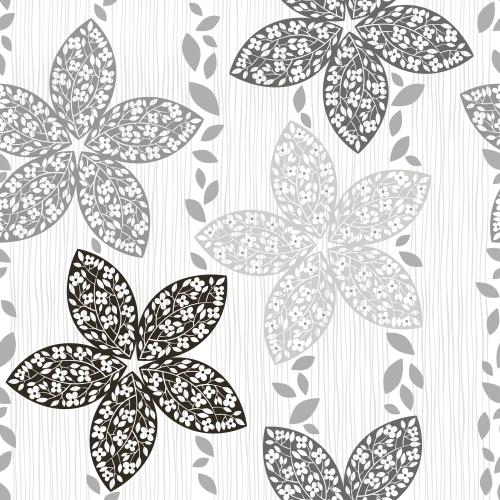 Vektorgrafik abstrakte blumen, blätter auf dem weißen gestreiften