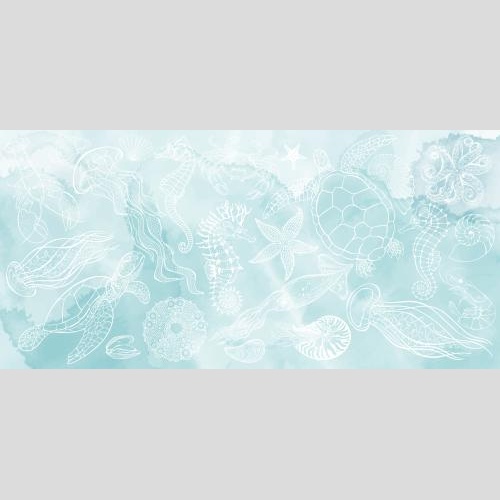 Nautilus. Vektor meere tiere auf blauem aquarell