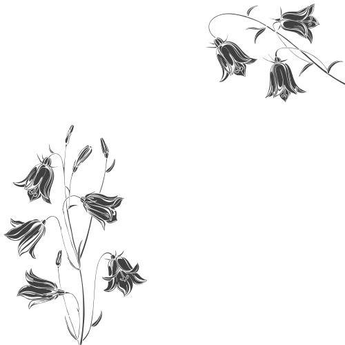 Vektorgrafik windklingel, schwarze silhouetten, platz für text auf weiß, eckkomposition