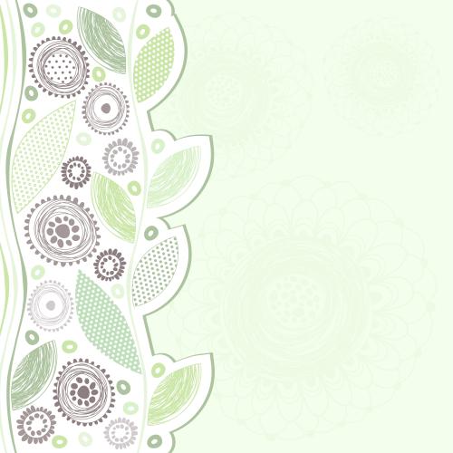 Vektorgrafik dekorative komposition mit abstrakten blumen, blättern auf grün und einem textfeld