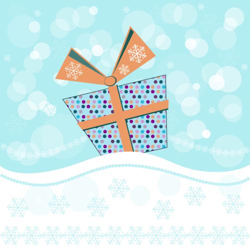 Vektorgrafik geschenk in schneehaufen