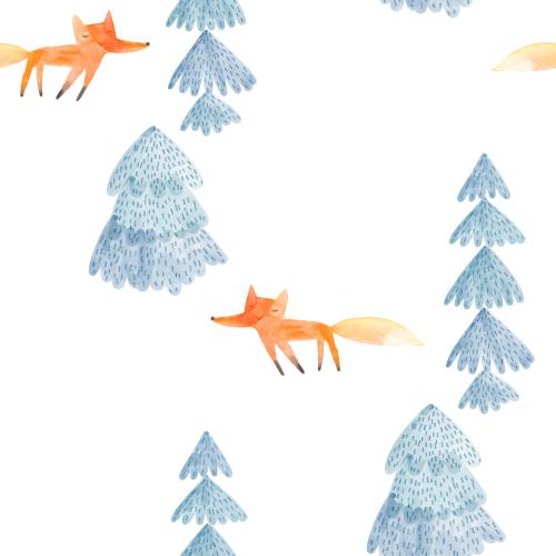 Wald. Vektor Aquarell-Elsch und Lisich auf weißem