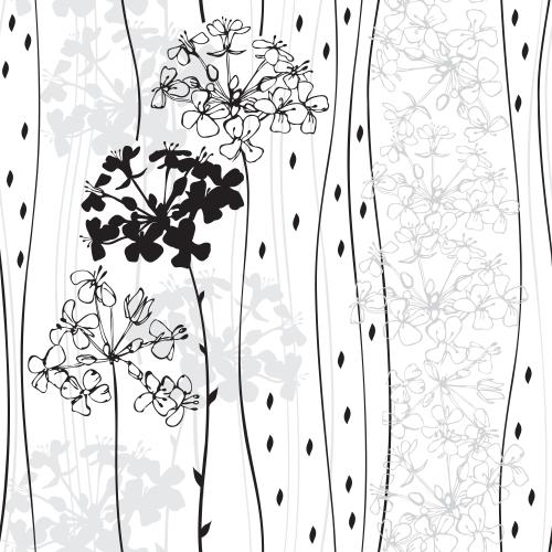 Vektorgrafik konturen und silhouetten abstrakter blumen vertikale wellenförmige linien auf weißem