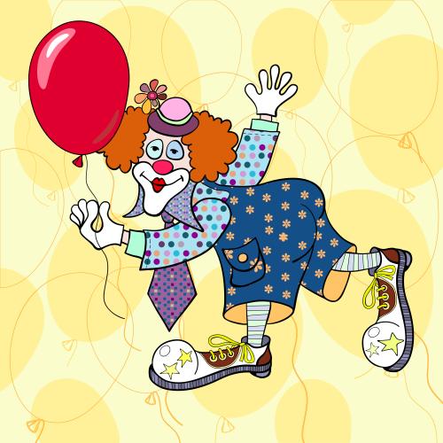 Vektorgrafik clown und luftballons