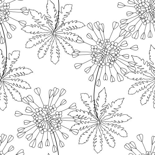 Vektorgrafik stylisierte blumen, schwarze konturen auf weißem