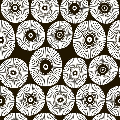 Oval. Vektor Weiße Silhouetten abstrakter Blumen auf schwarz